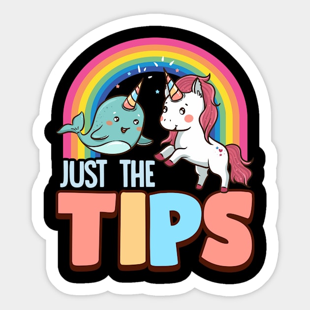 Funny Just The Tips Naughty Narwhal Unicorn Pun Sticker by theperfectpresents